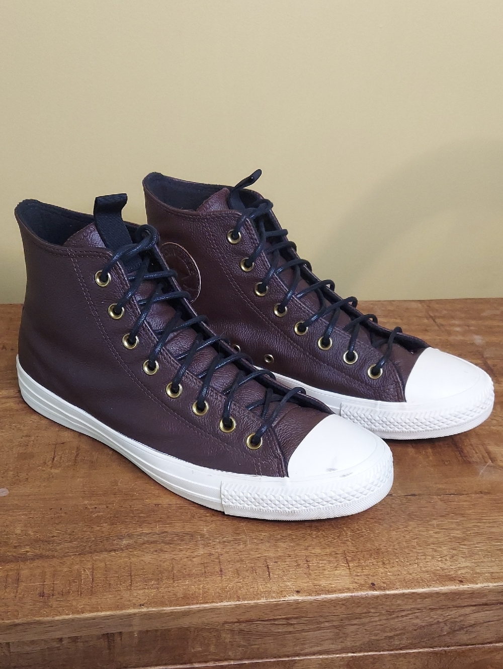 Converse High-Top Leather Sneakers in Dark Brown - Men's 11 - Picture 3 of 8